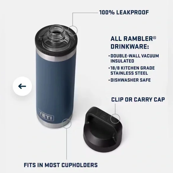 Yeti 18oz Bronco Rambler Black and Silver Water Bottle - Picture 7 of 7